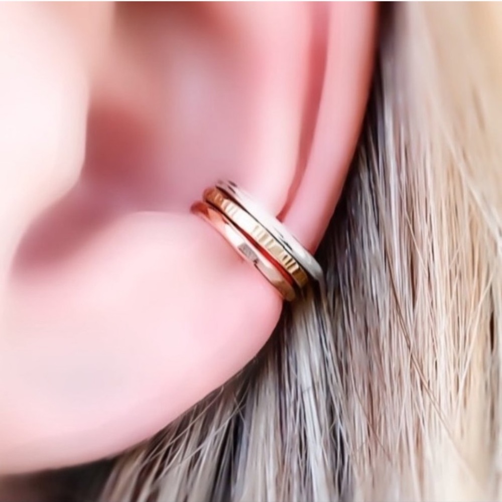 Tri-Color Ear Cuff Fake Cartilage Earrings